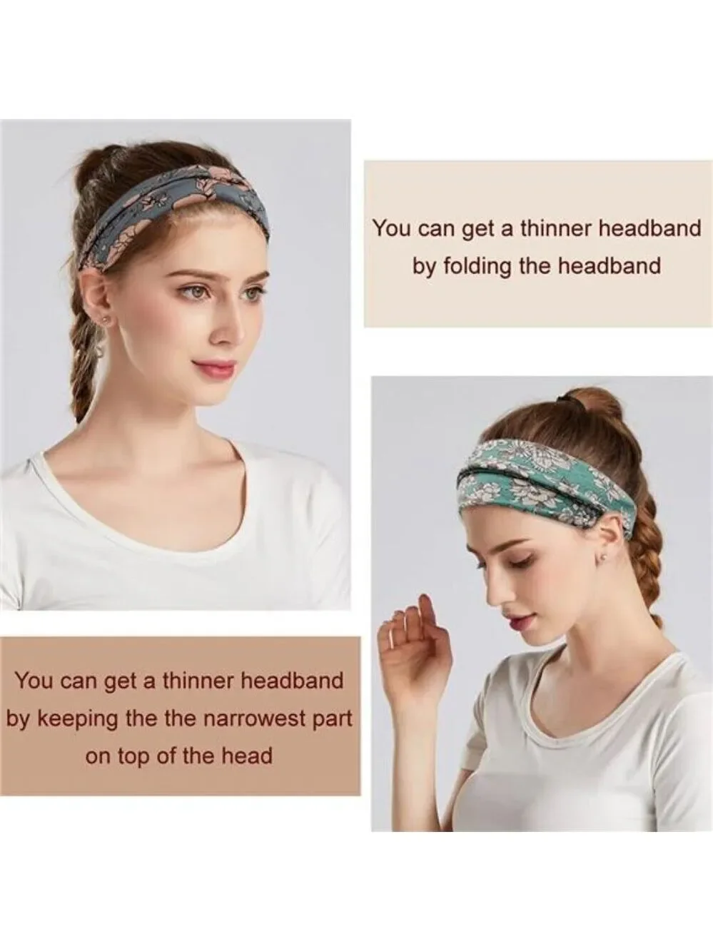 Boho headbands for women wide stretchy yoga workout hair bands set of six pieces